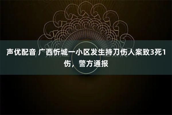 声优配音 广西忻城一小区发生持刀伤人案致3死1伤，警方通报
